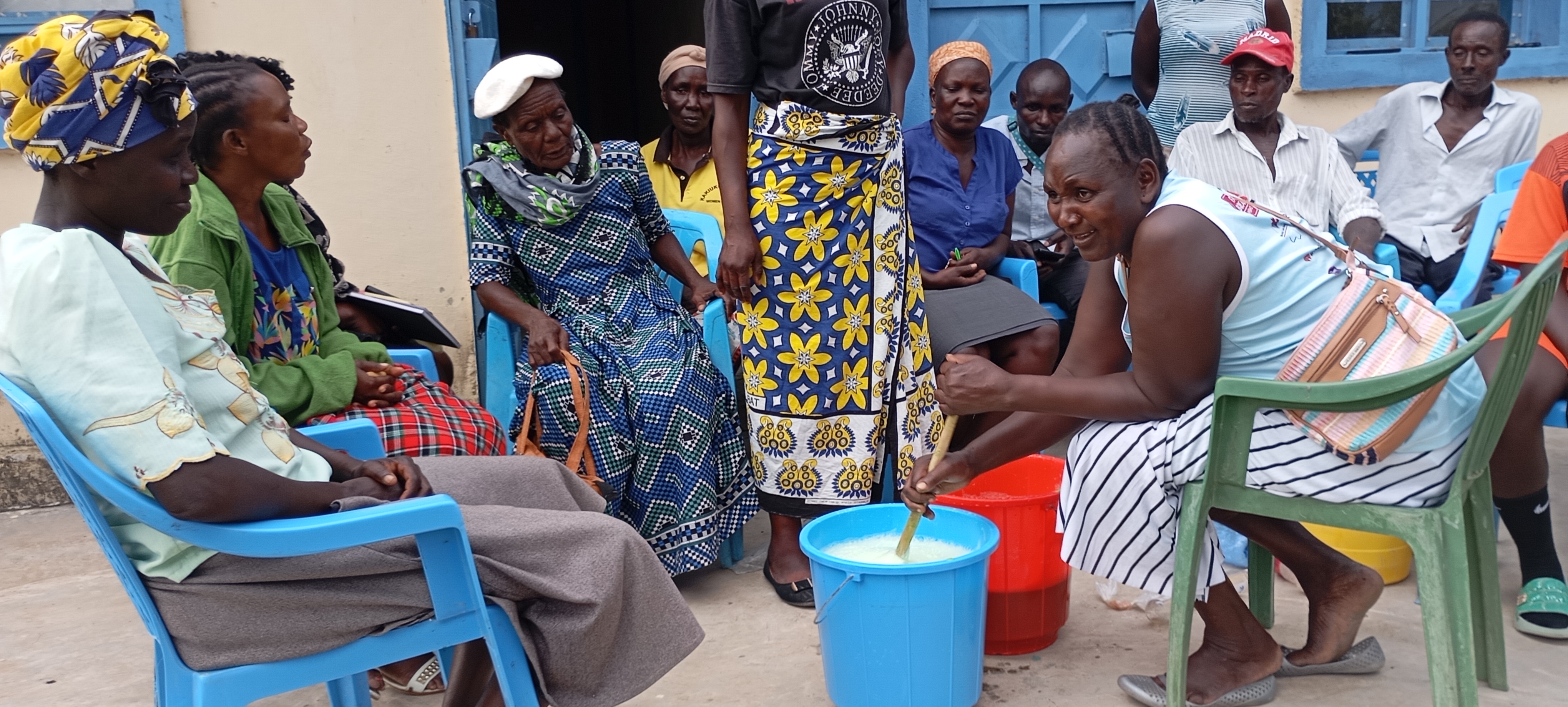 Women making soap